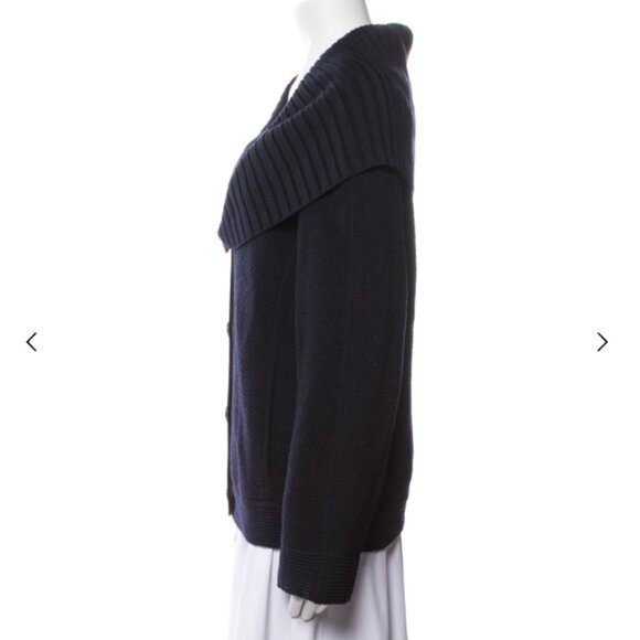 St. John Textured Navy 100% Wool Shawl Cardigan - Picture 8 of 11